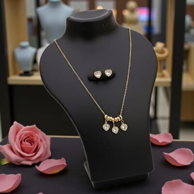 GOLD PLATED ANTI TARNISH GREEN GEMSTONE   CHAINSET ATCSETK36