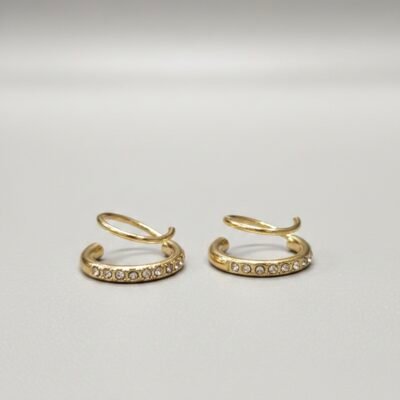 Sparkling Pave Double-Hoop Earcuff earring