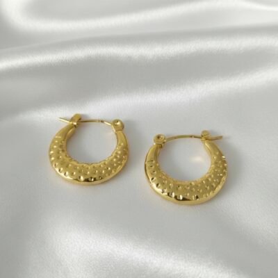 GOLDEN ANTITARNISH HOOPS  EARRINGS ATE120(minimum 3 pc )