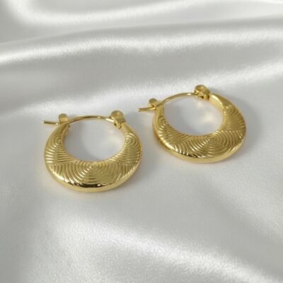 GOLDEN ANTITARNISH HOOPS  EARRINGS ATE159(minimum 3 pc )