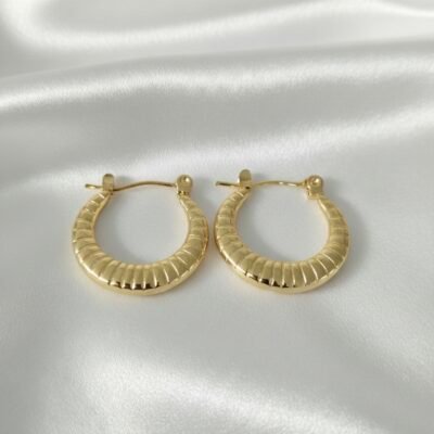GOLDEN ANTITARNISH HOOPS  EARRINGS ATE604(minimum 3 pc )