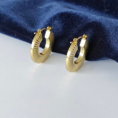 GOLDEN ANTITARNISH HOOPS  EARRINGS ATE723(minimum 3 pc )