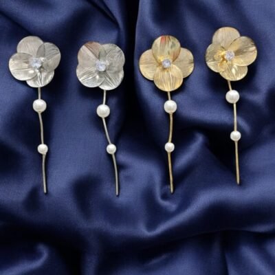 GOLD AND SILVER FLOWER  EARDROP KOREAN  EARRINGS
