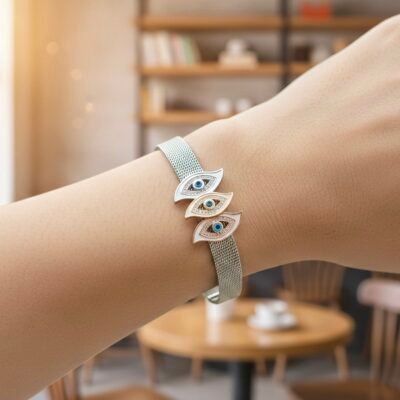 Silver evil I Removable antitarnish  bracelets