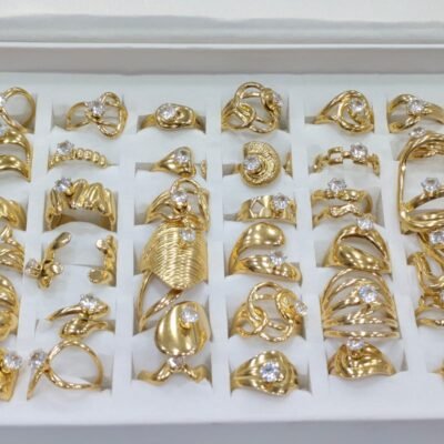 GOLD PLATED ANTI TARNISH ADJUSTABLE  RING DESIGN  NO VB5838 36pc box