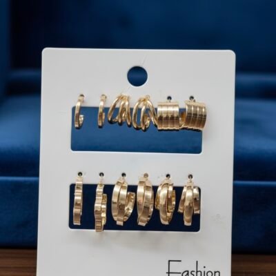 Luxe Essentials Earring Combo - High-Shine Gold Hoops,  code VB2641-2