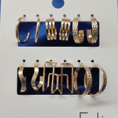 Luxe Essentials Earring Combo - High-Shine Gold Hoops,  code VB2641-3