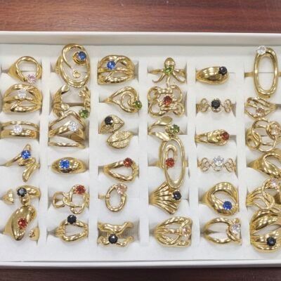 GOLD PLATED ANTI TARNISH ADJUSTABLE  RING DESIGN  NO VB5839 36pc box