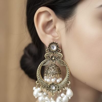 mehandi gold unique kundan earring code wede123