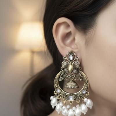 mehandi gold unique kundan earring code wede126