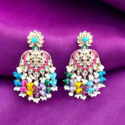 MULTICOLOUR LONG WEDDING EARRINGS