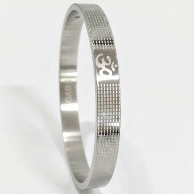 UNIQUE SILVER OM SIGN STAINLESS STEEL MENS KADA ATK289