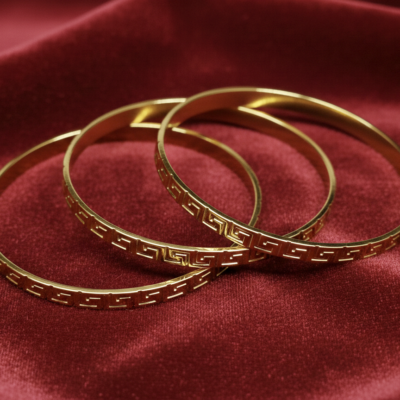 GOLD PLATED 3PC STAINLESS STEEL BANGLES ATK820
