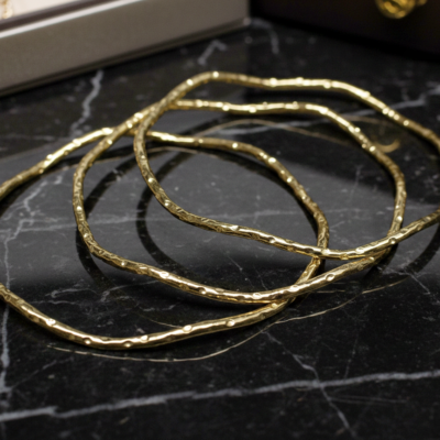 GOLD PLATED 3PC STAINLESS STEEL BANGLES ATK821
