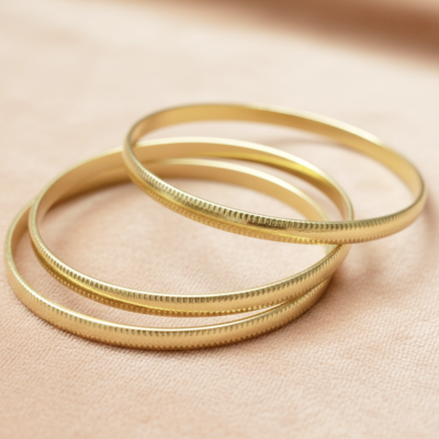 GOLD PLATED 3PC STAINLESS STEEL BANGLES ATK826