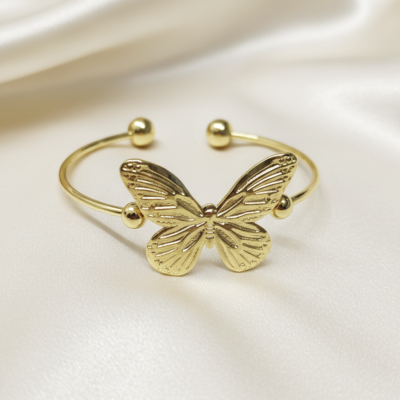 GOLD PLATED BUTTERFLY OPEN CUFF  ATK840