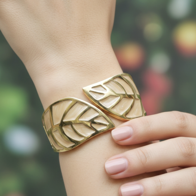 GOLD PLATED GOLDEN ENAMEL ANTITARNISH LEAF KADA