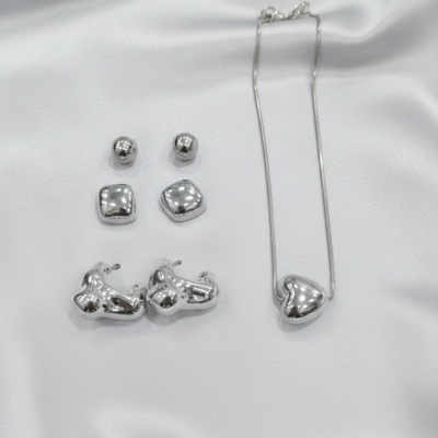 Silver fancy chain with combo earrings