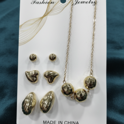 Golden fancy chain with combo earrings CPN73SET