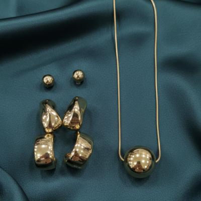 Golden fancy chain with combo earrings CPN75SET