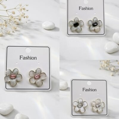 KOREAN FLOWER TOPS EARRING 3PC MINIMUM