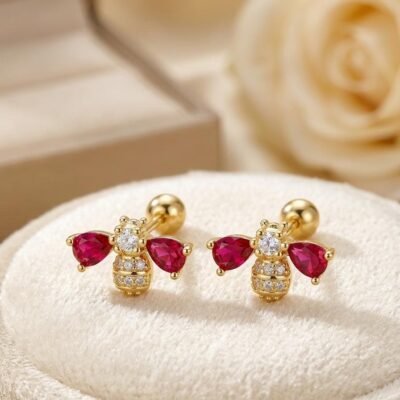 BALL BACK STUD EARRING BUGADI-34RANIPINK