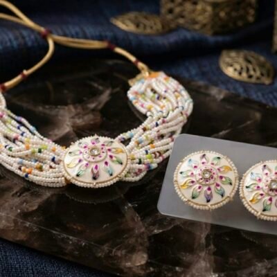 Elegant meena choker necklace set