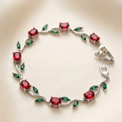 Gold plated antitarnish bracelets TULIPREDGREEN