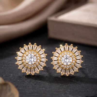 Copper  diamond earrings ATE1151