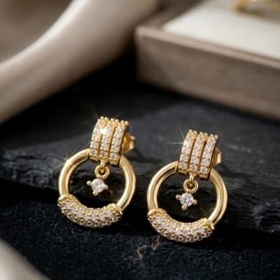 Copper  diamond earrings ATE1153
