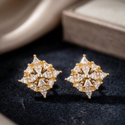 Copper  diamond earrings ATE1156