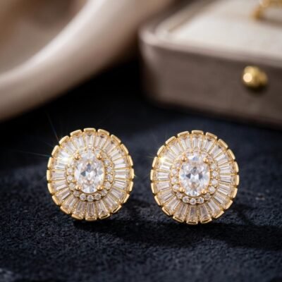 Copper  diamond earrings ATE1157