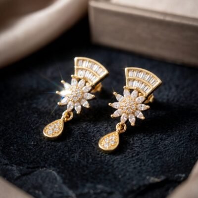 Copper  diamond earrings ATE1158