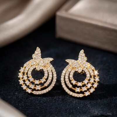 Copper  diamond earrings ATE1159