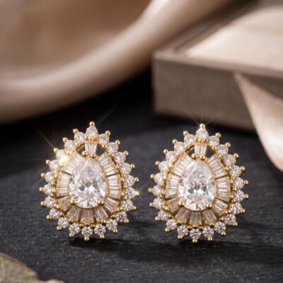 Copper  diamond earrings ATE1167