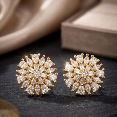 Copper  diamond earrings ATE1169