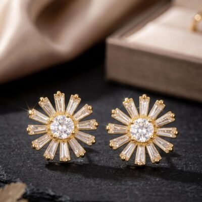 Copper  diamond earrings ATE1171