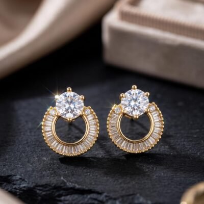 Copper  diamond earrings ATE1172