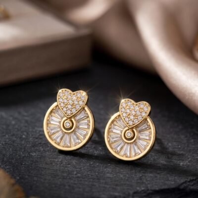 Copper  diamond earrings ATE1173