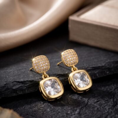 Copper  diamond earrings ATE1174
