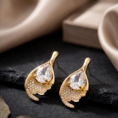 Copper  diamond earrings ATE1176