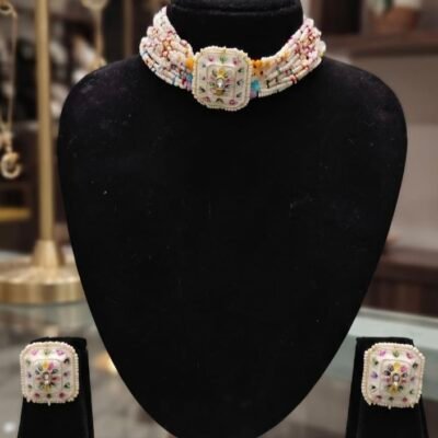 golden meenakari choker