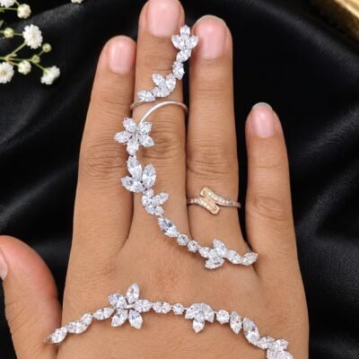 AD ROSEGOLD HAND PANJA SET OPENRING6SILVER