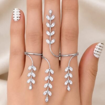 AD ROSEGOLD HAND PANJA SET OPENRING8SILVER