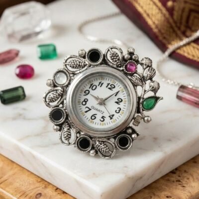 OXIDISED NAVRATRI FINGER RING WATCH