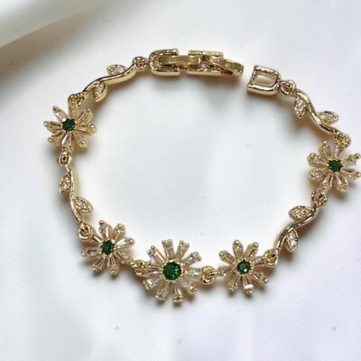 Gold plated antitarnish chain bracelets flower bracelets